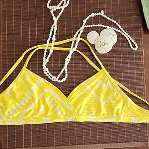 Patagonia Bikini Top Bathing suit Top Size Med Yellow & White